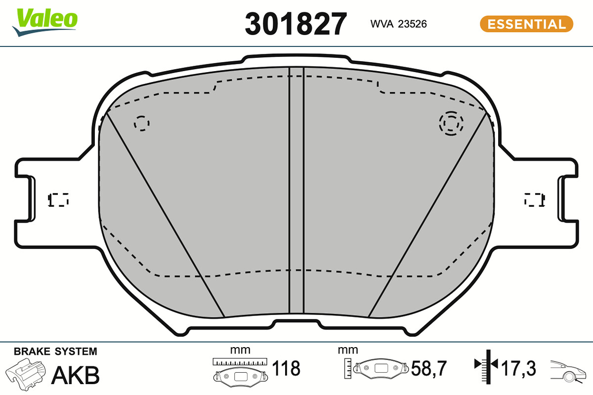 Jeu de 4 plaquettes de frein VALEO ref. 301827